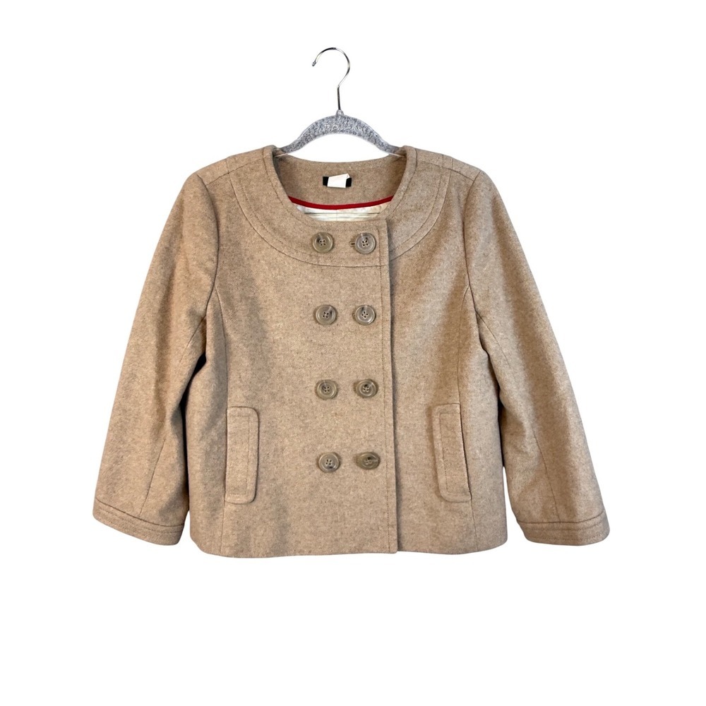 J.Crew Wool Cashmere Double Breasted Pea Coat Camel Tan Jacket Womens 10